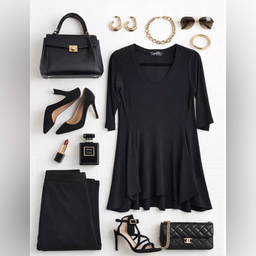 Sympli Black Swing Tunic Dress – Size 6 (Made in Canada)